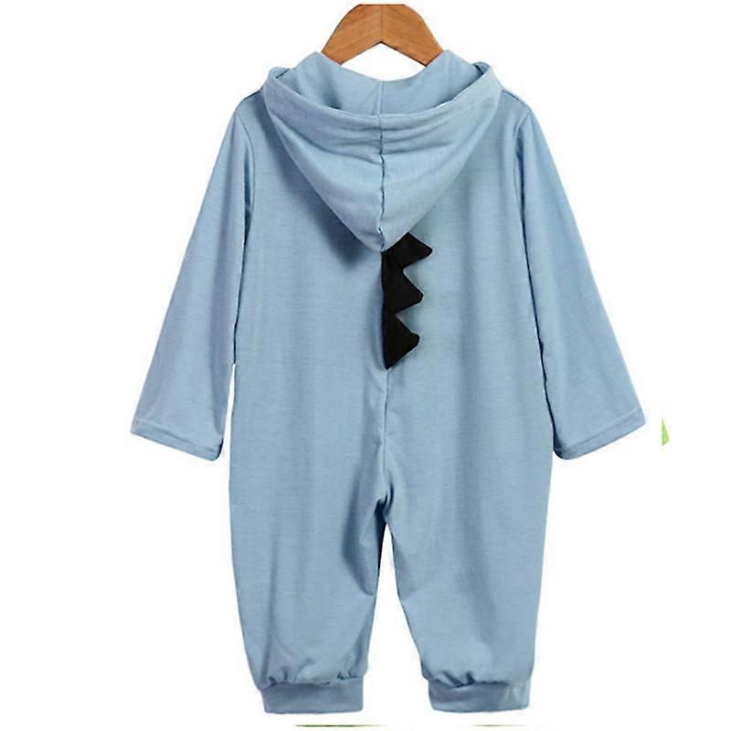 Newborn Infant Baby Dinosaur Hooded Romper Jumpsuit Pajamas Outfit Blue
