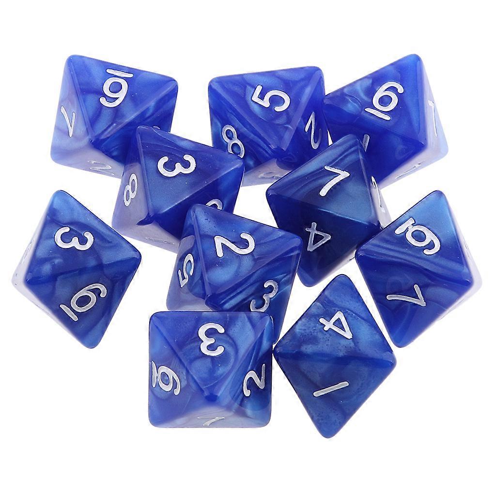 10pcs 8 Sided Dice D8 Polyhedral Dice for Party Table Games Blue