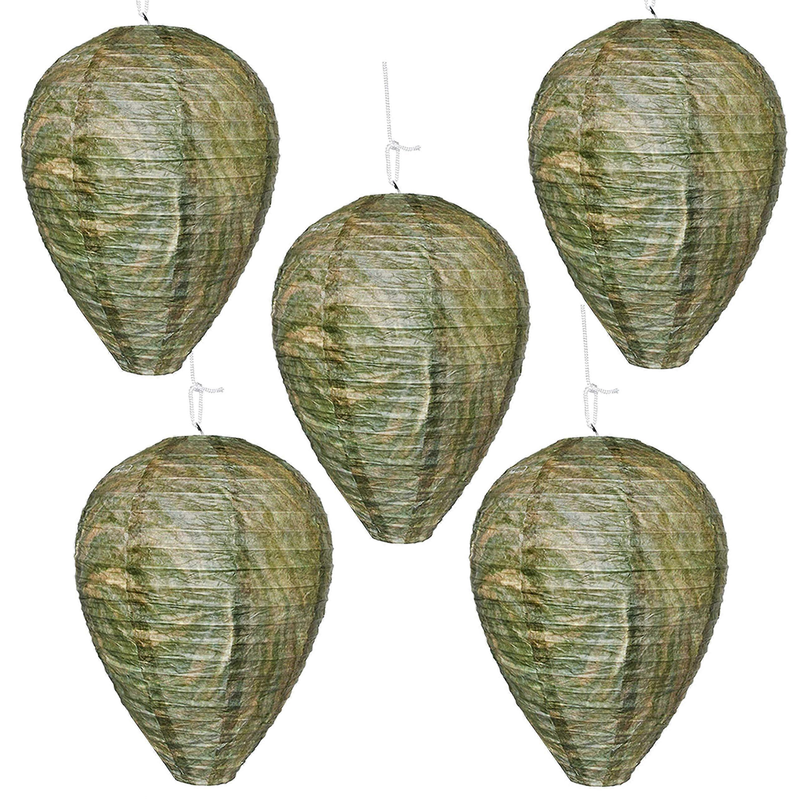 Wasp Nest Decoy - 5 Pack - Hanging Wasp Repellent and Deterrent- Safe Fake Trap