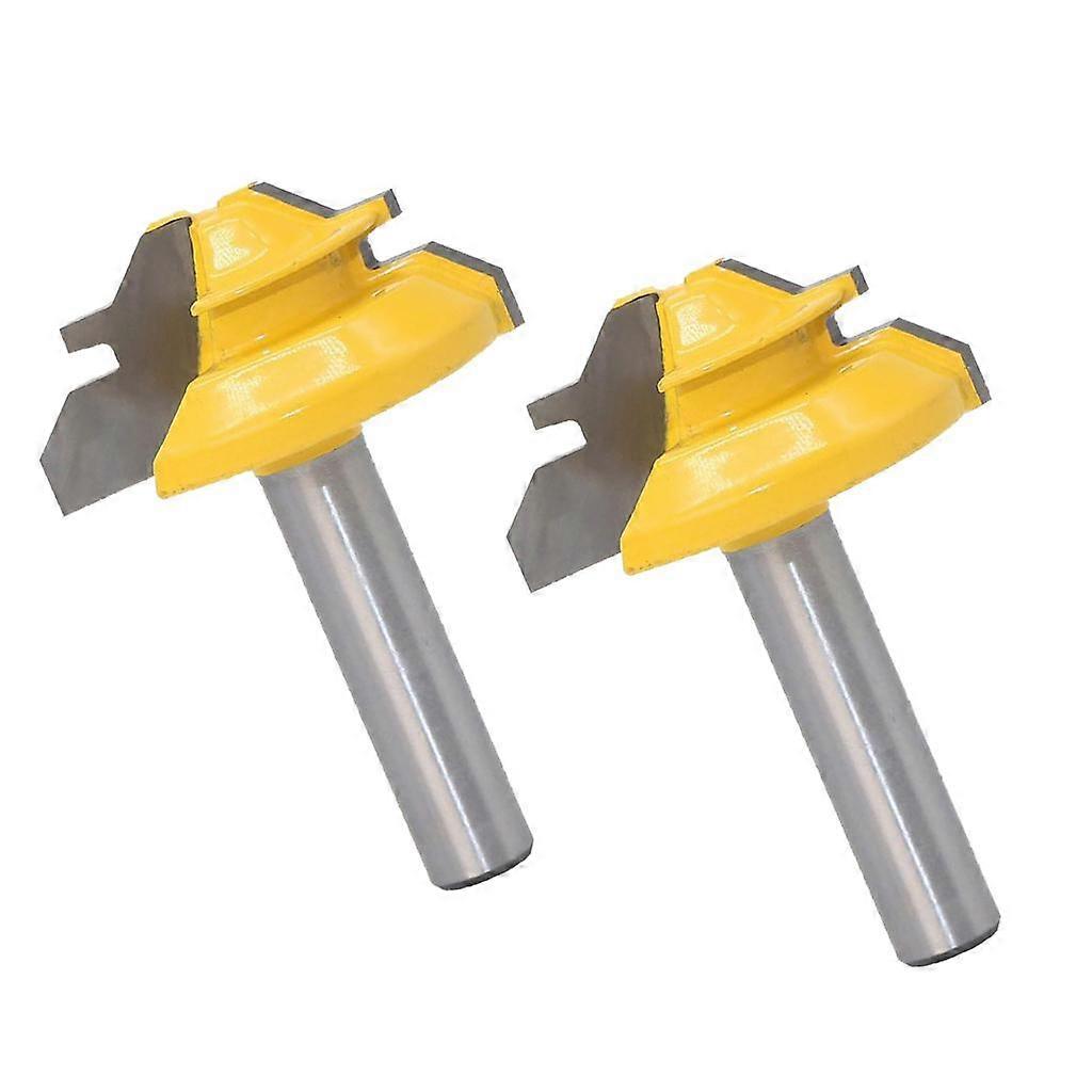 2x 45Degree Lock Miter Router Bit Woodwork Tenon Cutter Tool with 8mm Shank