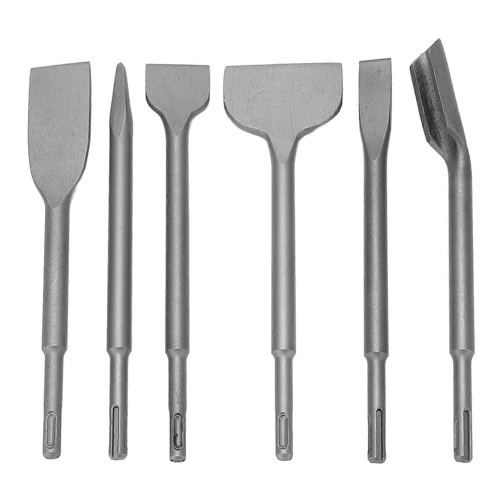 6PCS 40CR Alloy Steel Chisels with Round Shank Flat Point Scraping Chisel Set for Electric Hammer