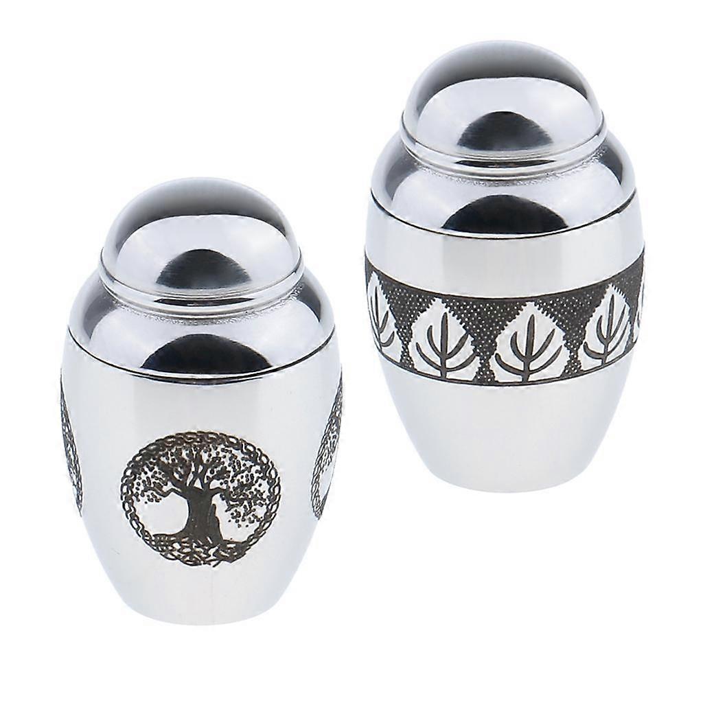 2 Piece/Pack Mini Silver Stainless Steel Cremation Keepsake Urn Container Jar Tree Of Life Ash Jar