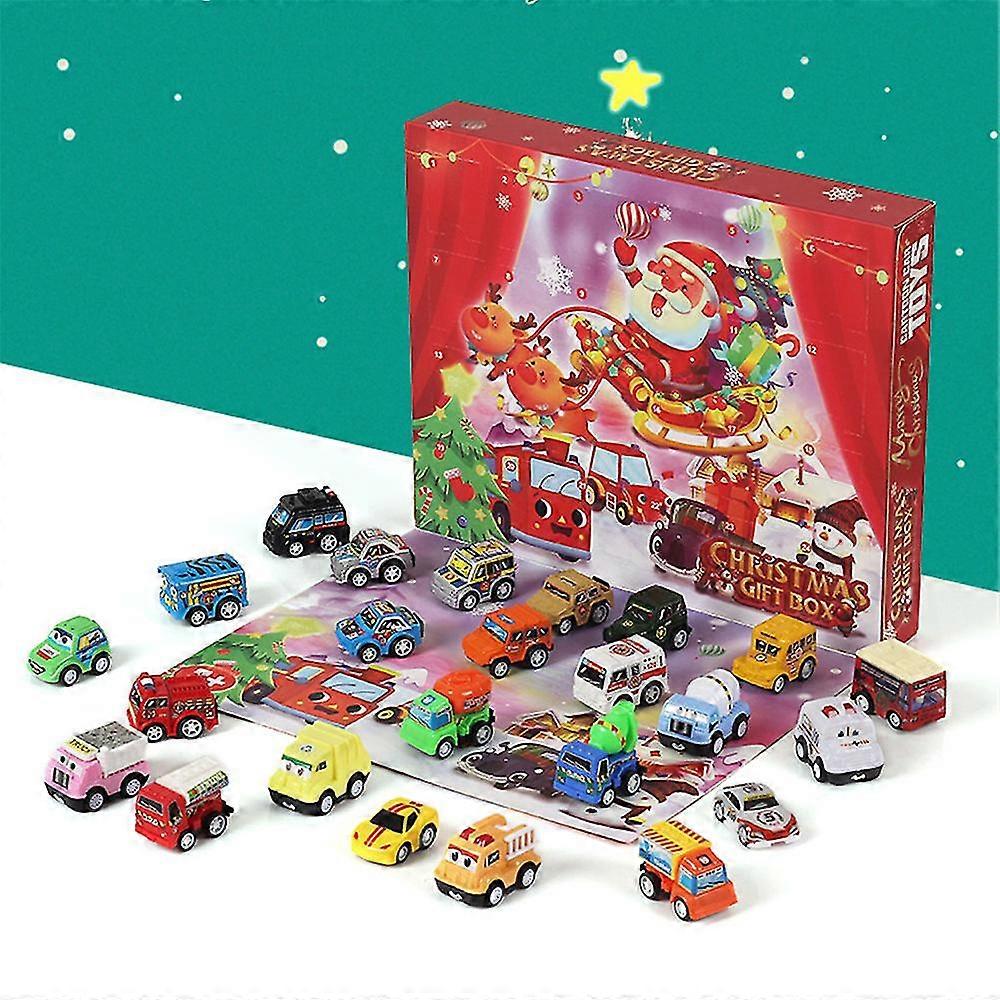 2022 Christmas 24 Days Car Toy Countdown Advent Calendars - Kids Mini Car Toy Xmas 24 Grids Blind Box Gift