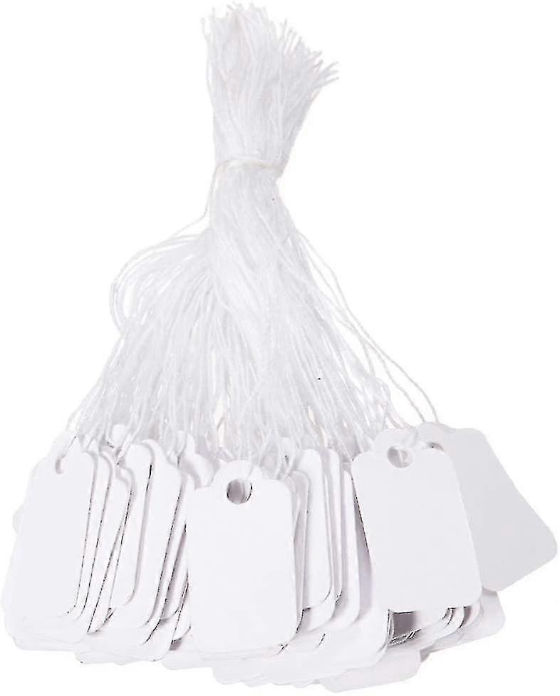 علامات السعر مع الشريط المرفق للملابس والمجوهرات والخواتم، 23 × 13 ملم، أبيض، 500 قطعة