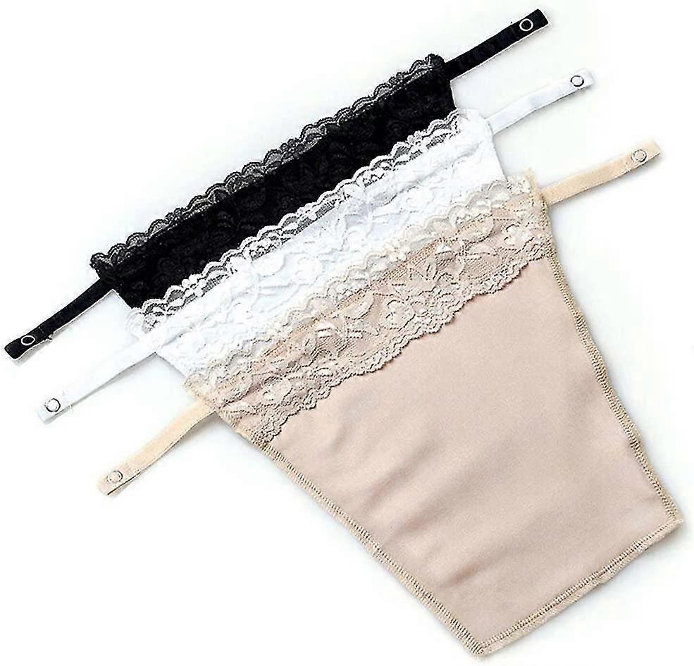 3 X Women's Bra Inserts With Lace, To Clip On, Modesty Panel Gift
