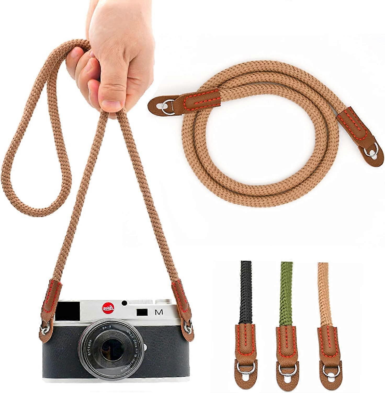 Rope Camera Strap(Brown),Handmade Cotton Camera Strap Shoulder Strap/Strap DSLR Camera Belt for Mirrorless and DSLR Camera.