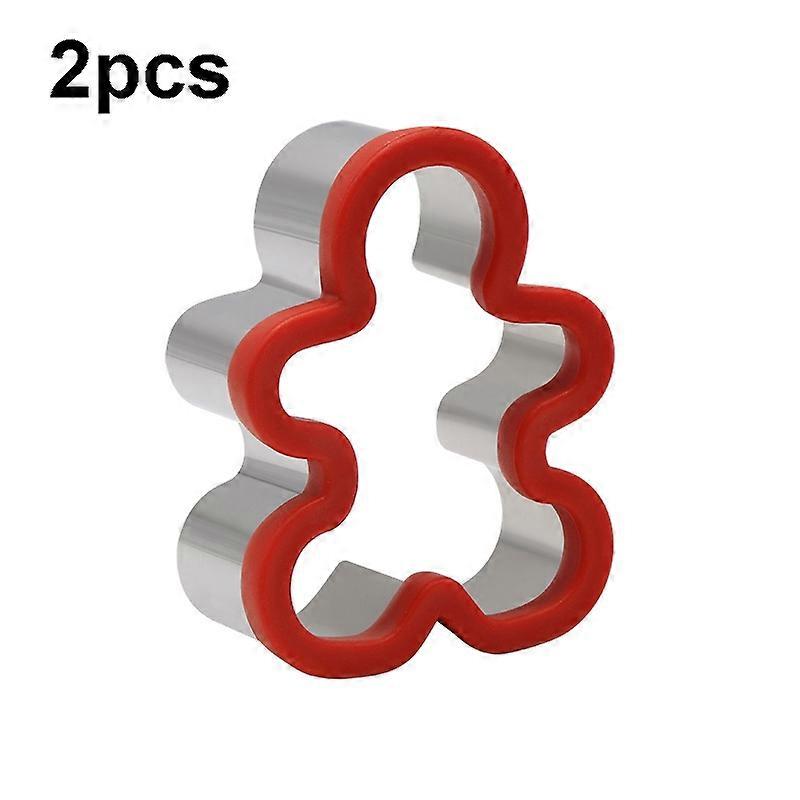 2pcs Stainless Steel Bread Cutting Model, Size: Large Gingerbread Man