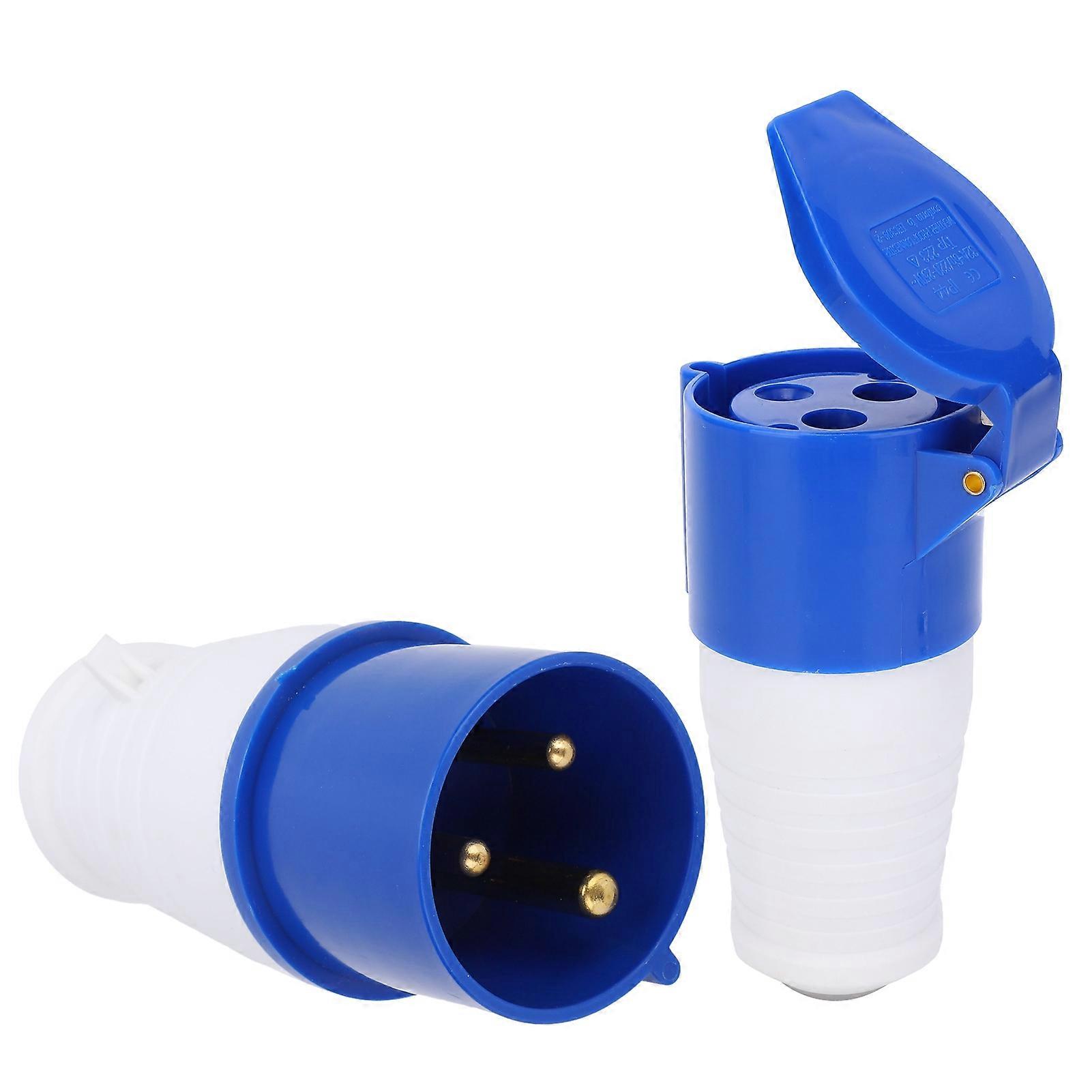 Industrial Plug Connector Set 2Pcs 3Pin 1 Phase ExplosionProof Waterproof 32A 220-250V