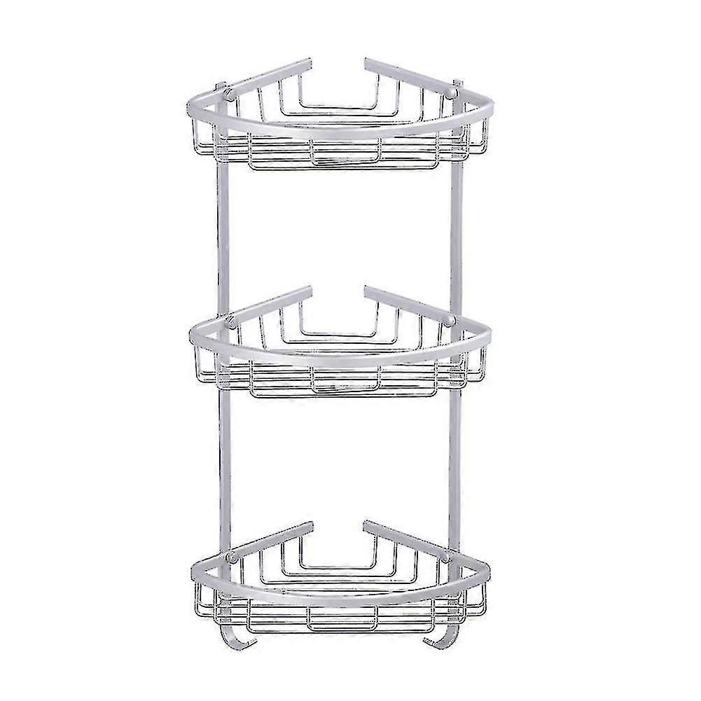 Bathroom Kitchen Triangular Aluminum Wall Mount Shower Shelf Storage Rack Basket