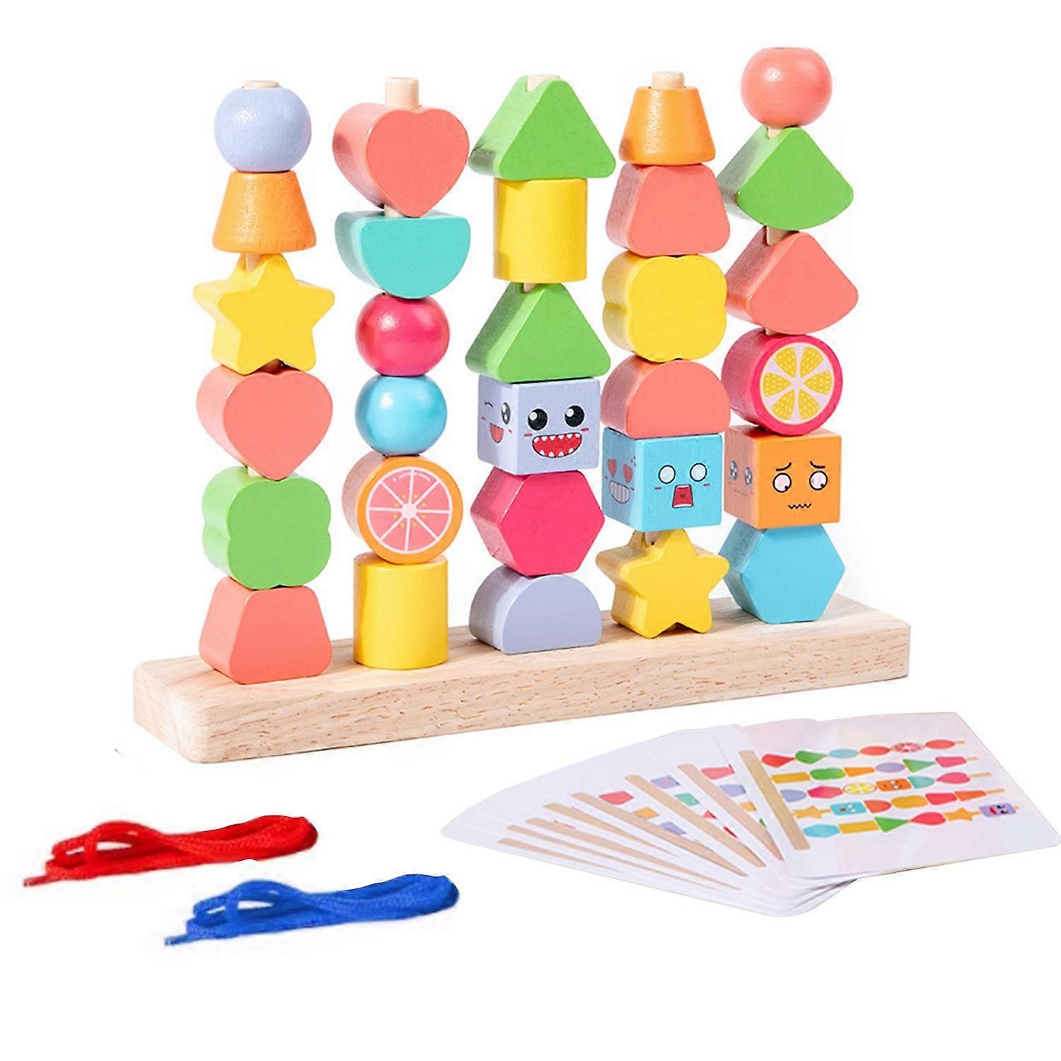 Building Blocks Wooden Geometric Shape Sensory Training Pairing Cognition Ability Early Education