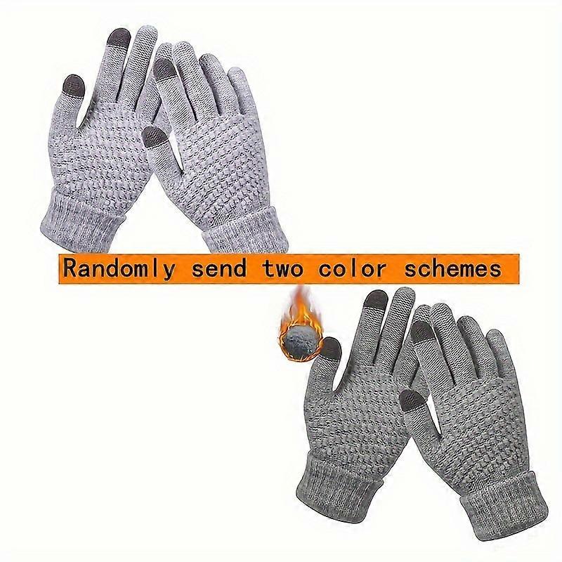 Short Thickened Elastic Knit Gloves Unisex Mobile Phone Touch Screen Gloves Winter Fleece Lining Coldproof Warm Gloves