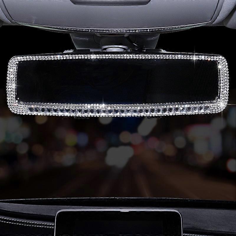 Automobile Rectangle Rearview Mirror With Rhinestones