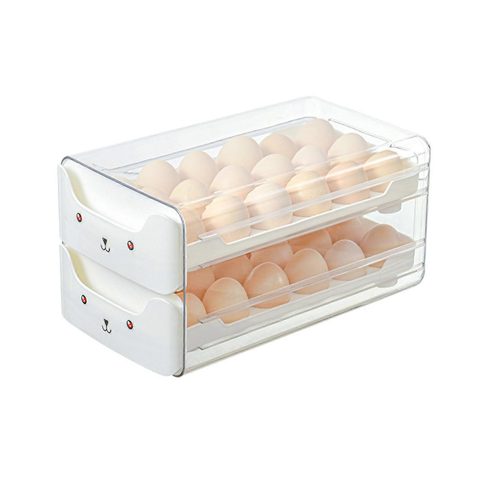 Egg Storage Container with Drawer - Transparent Extendable Large Capacity for Refrigerator