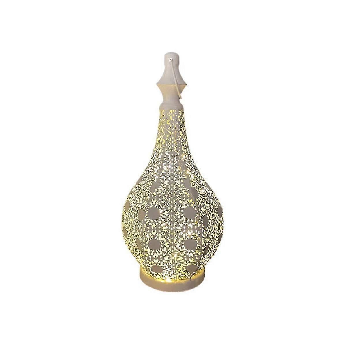 Moroccan Style Metal Table Lamp Battery Powered Cordless Lamp With Fairy Lights Bulb For Christmas
