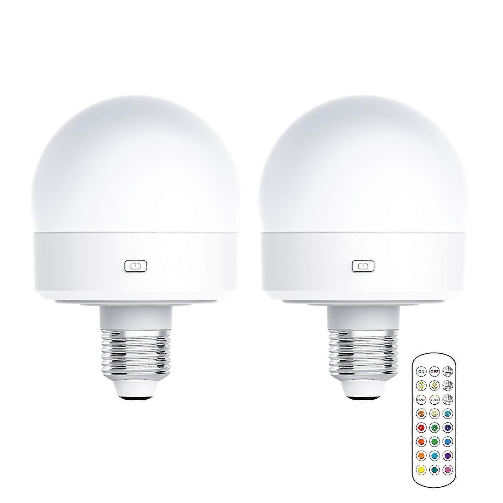 USB Rechargeable Light Bulb with Remote Control Timer Dimmable Easy to Install Battery Powered E27 Light Bulb RGB Lamp QingHai
