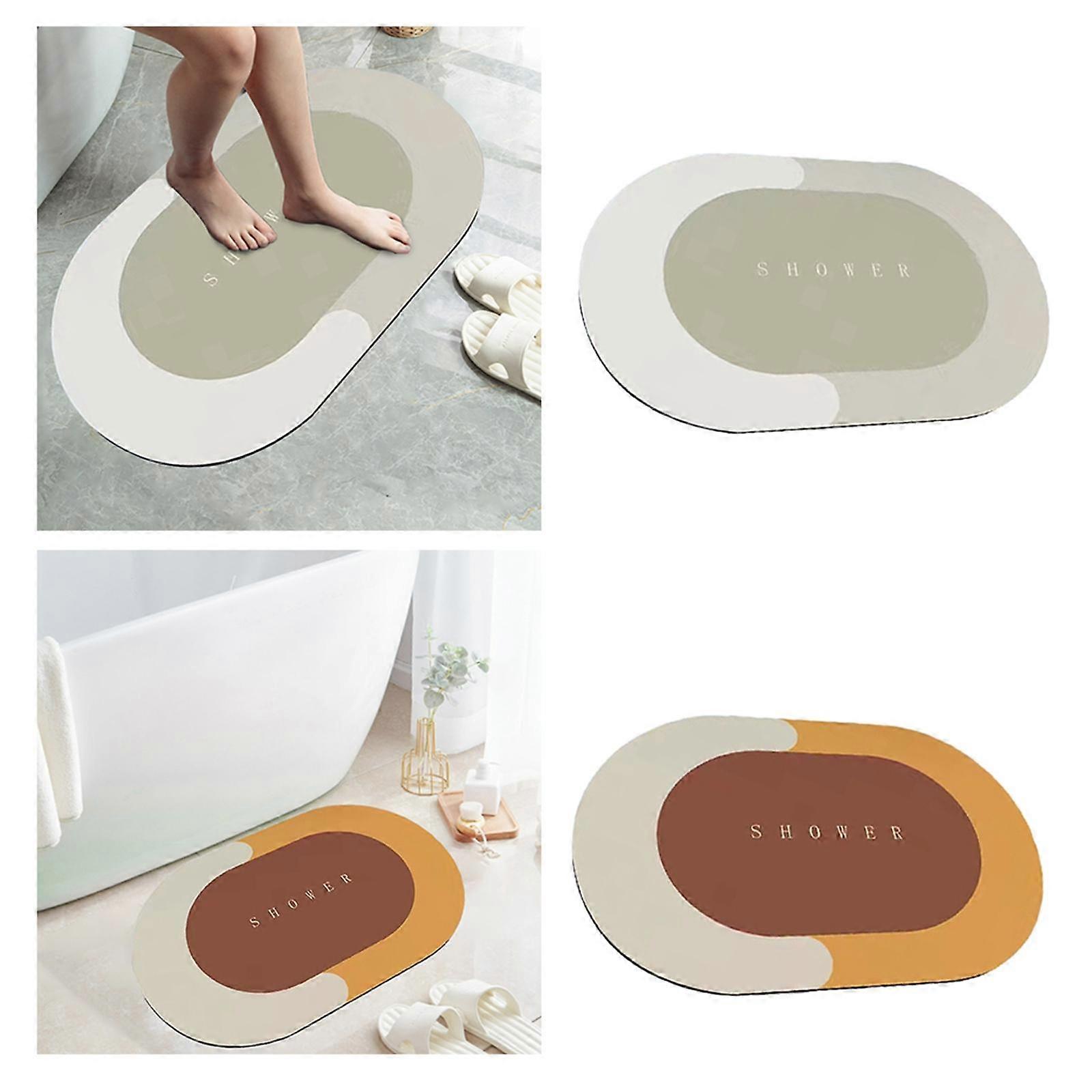 2pcs 40x60cm Non  Bath Mat Quick Drying Bath Rugs Thick Oval