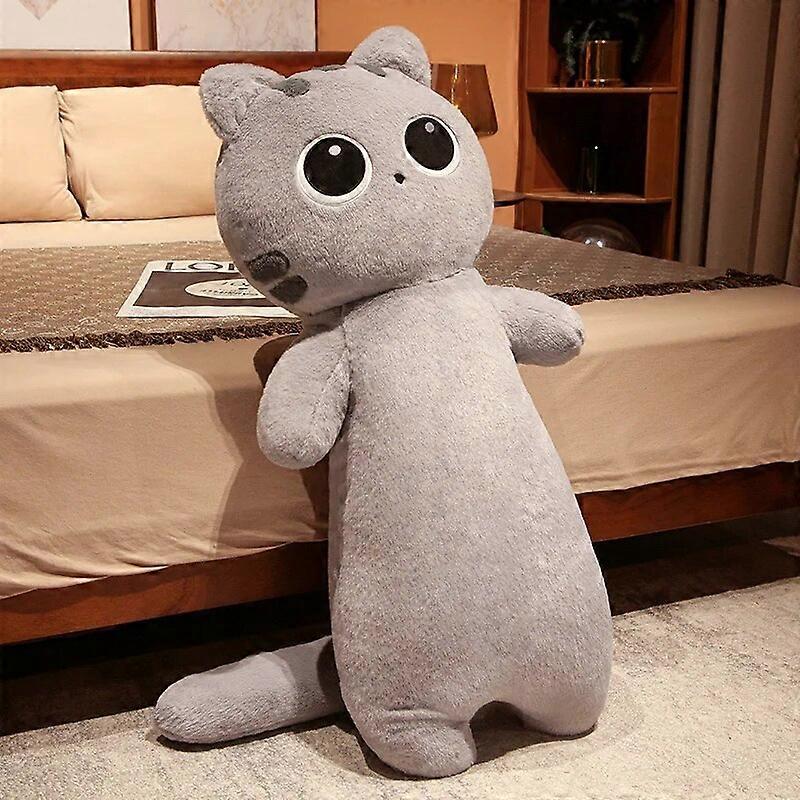 65cm Big Eyes Kawaii Cat Long Doll Plush Toy Standing Fluffy Cuddly Cartoon Animal Sleeping Leg Support Pillow Hug Plushie Gift
