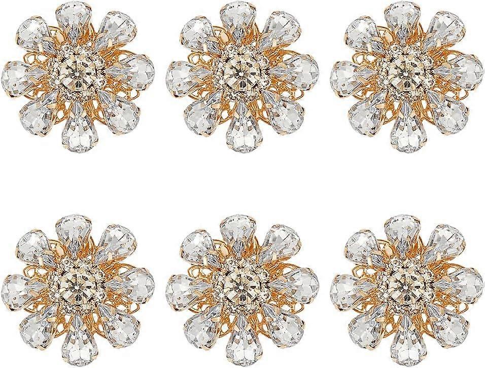 6PCS Rhinestone Shank Buttons Flower Pattern Rhinestone Buttons Acrylic Rhinestone Buttons for Sewing Crystal Rhinestone Jewlery Buttons for DIY Craft