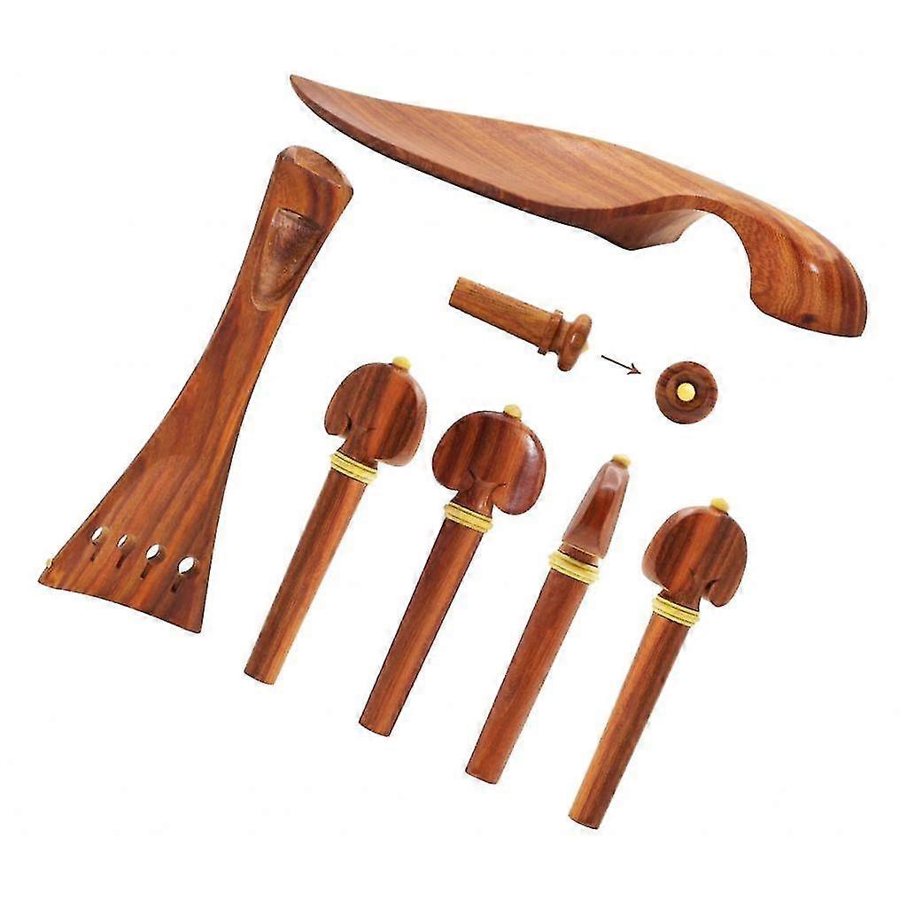 Red Wood 4/4 Violin Full Set Tailpiece + Tuning Pegs + Endpin +chin Rest Kit