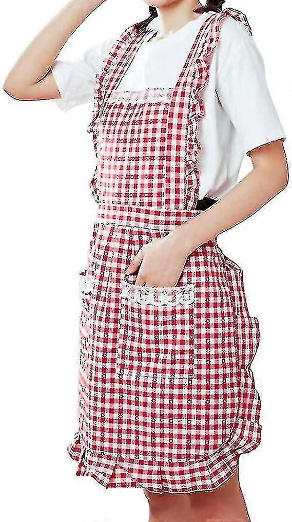 Apron Kitchen Baking Aprons Vintage Ladies Aprons Red Grid Frilly Aprons  Princess Cute Birthday Gift Cotton Pinafore Aprons For Women Girl With  Pocket | Fruugo NO