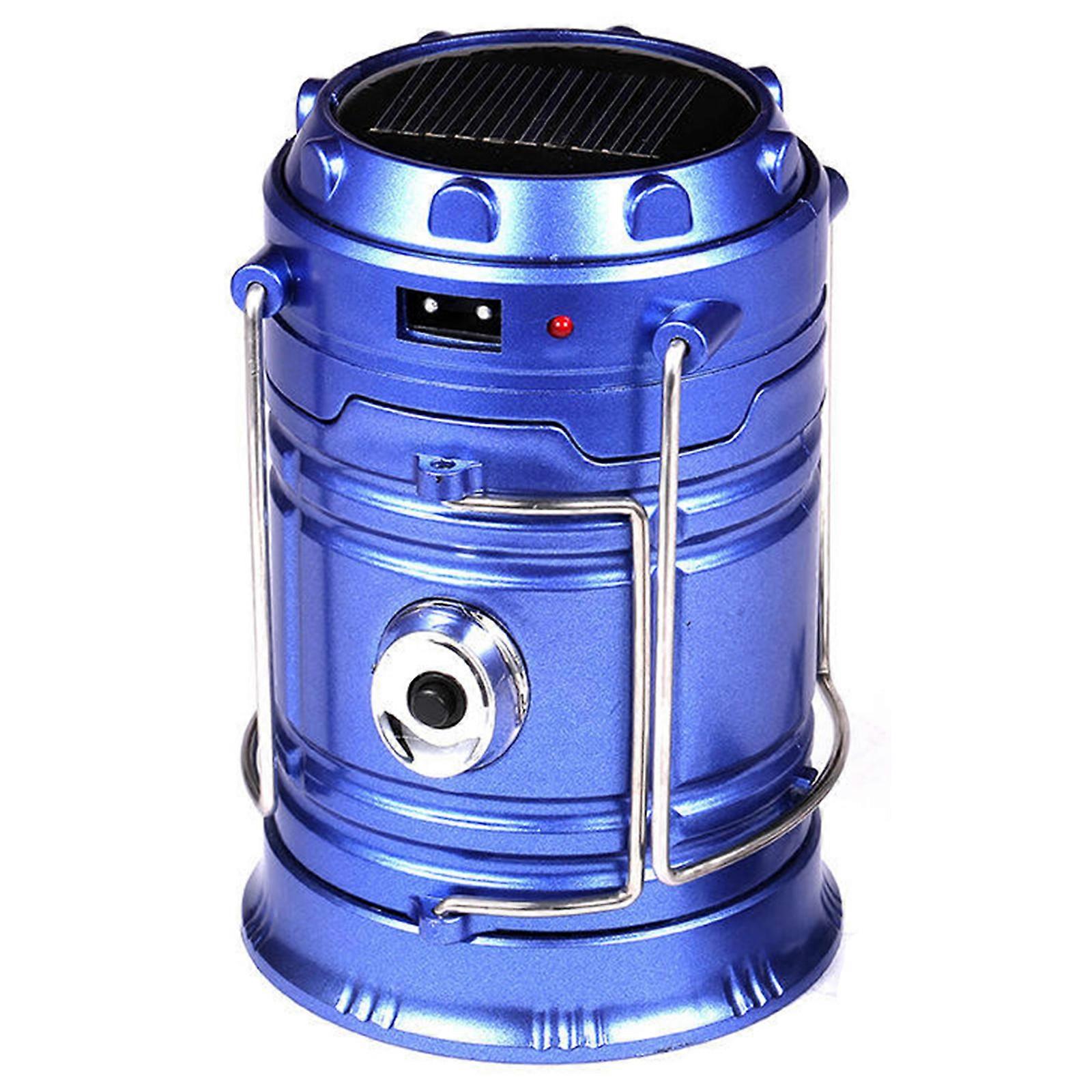 Solar Lantern Powered Light Fan Portable Collapsible Rechargeable Camping Lamp