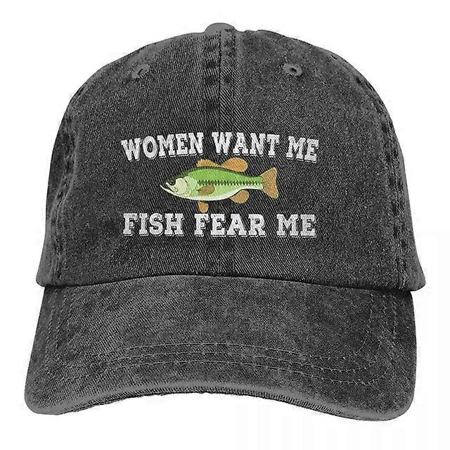 men Want Me Fish Fear Me men Love Me Fish Fear Me Fishing Dad Quotes  Sarcastic Jokes Baseball Caps Peaked Cap Meme HatsCostume Hats