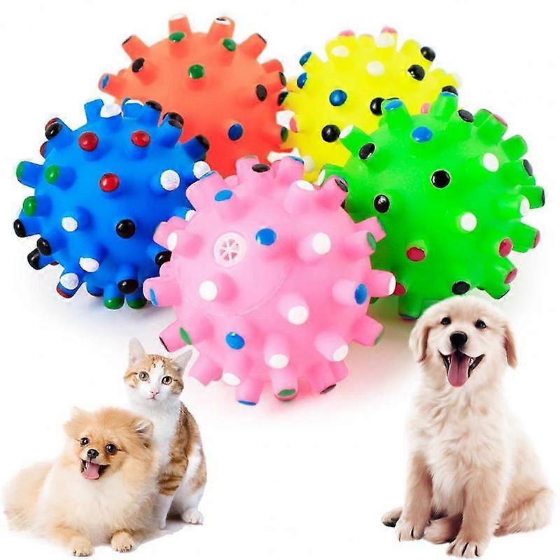 Round Dog Ball Toy Durable Puppy Training Ball Decompression Display Mold Squeaky Interactive Training Pet Ball Toy Dog Supplies