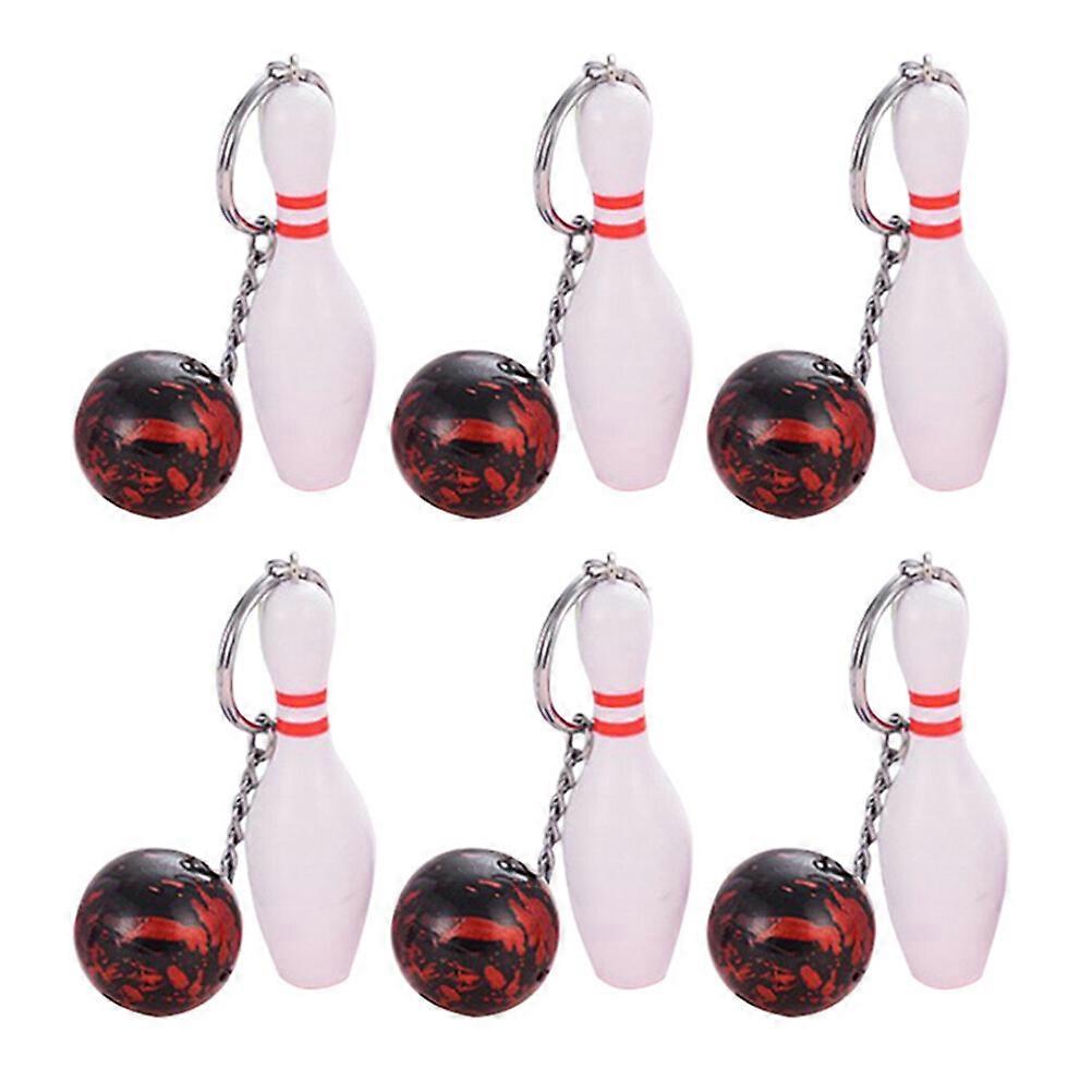 6pcs Simulation Bowling Keyring Sports Feature Keychain Meaning Keychain (Random Color)
