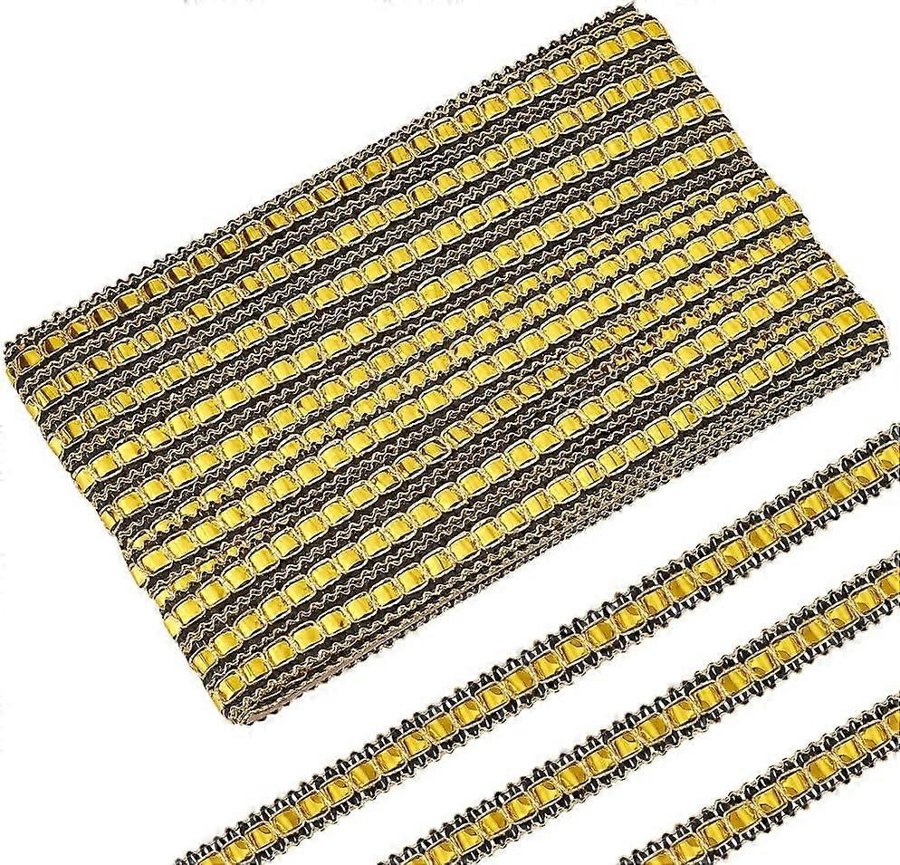 20 Yards Gold Metallic Braid Trim by The Yard 1/2Inch Wide Polyester Gold Wave Gimp Braid Trim with Black Back Edge Woven Braid Trim Decor Braid Ribbo