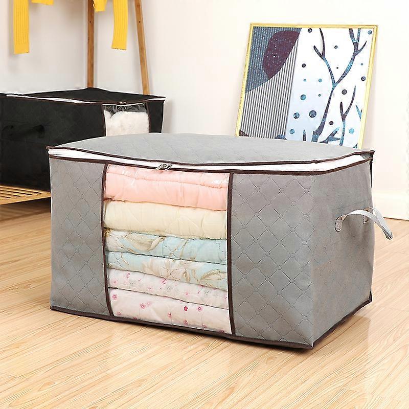 90L Clothes Storage Bags Large Storage Box with Lid Packing Boxes for Moving House with Reinforced Handle Thick Fabric Clear Window for Clothes Duvet 