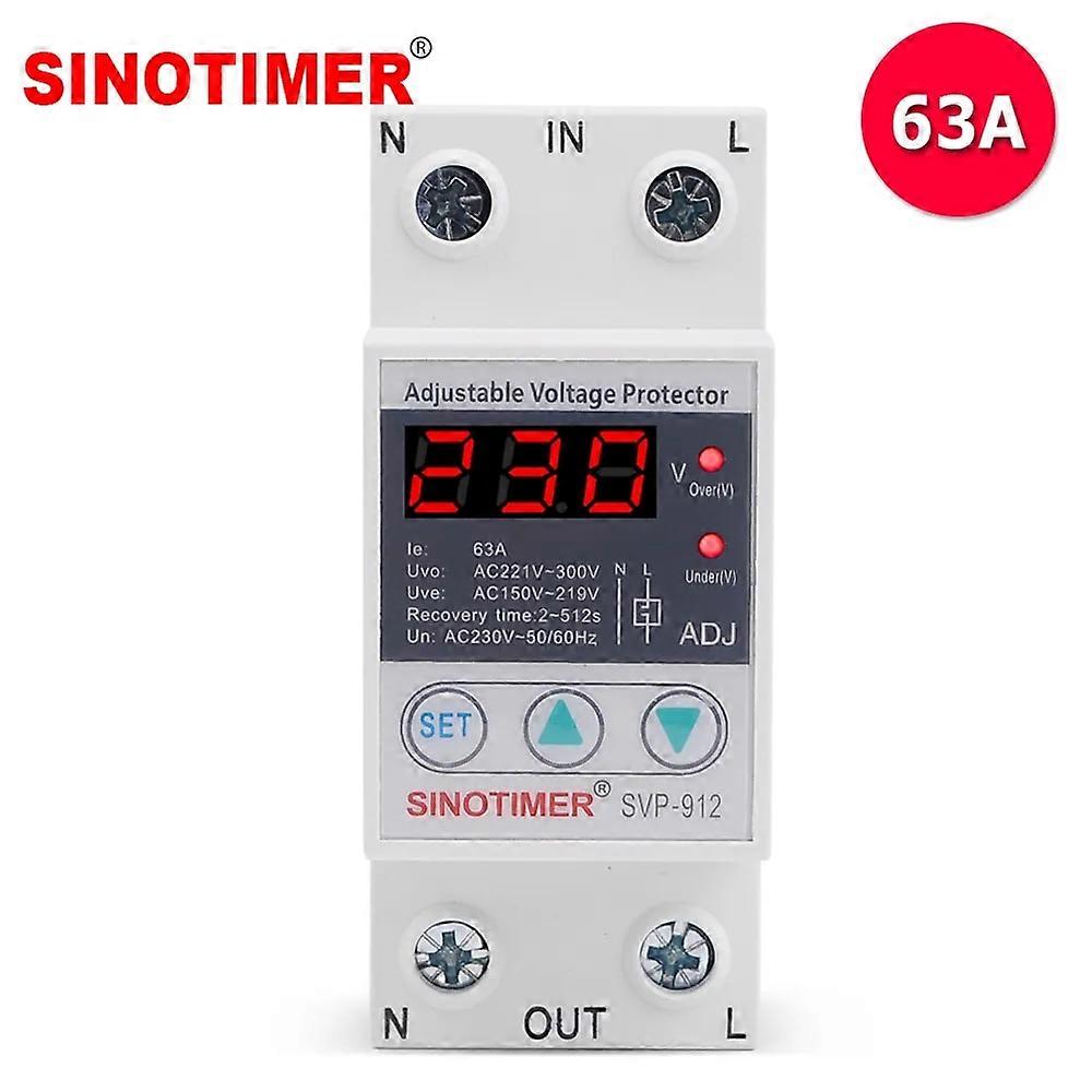 House 230VAC 40A 63A 80A Adjustable Protection Over and Under Value Automatic High and Low Voltage Protect Relay