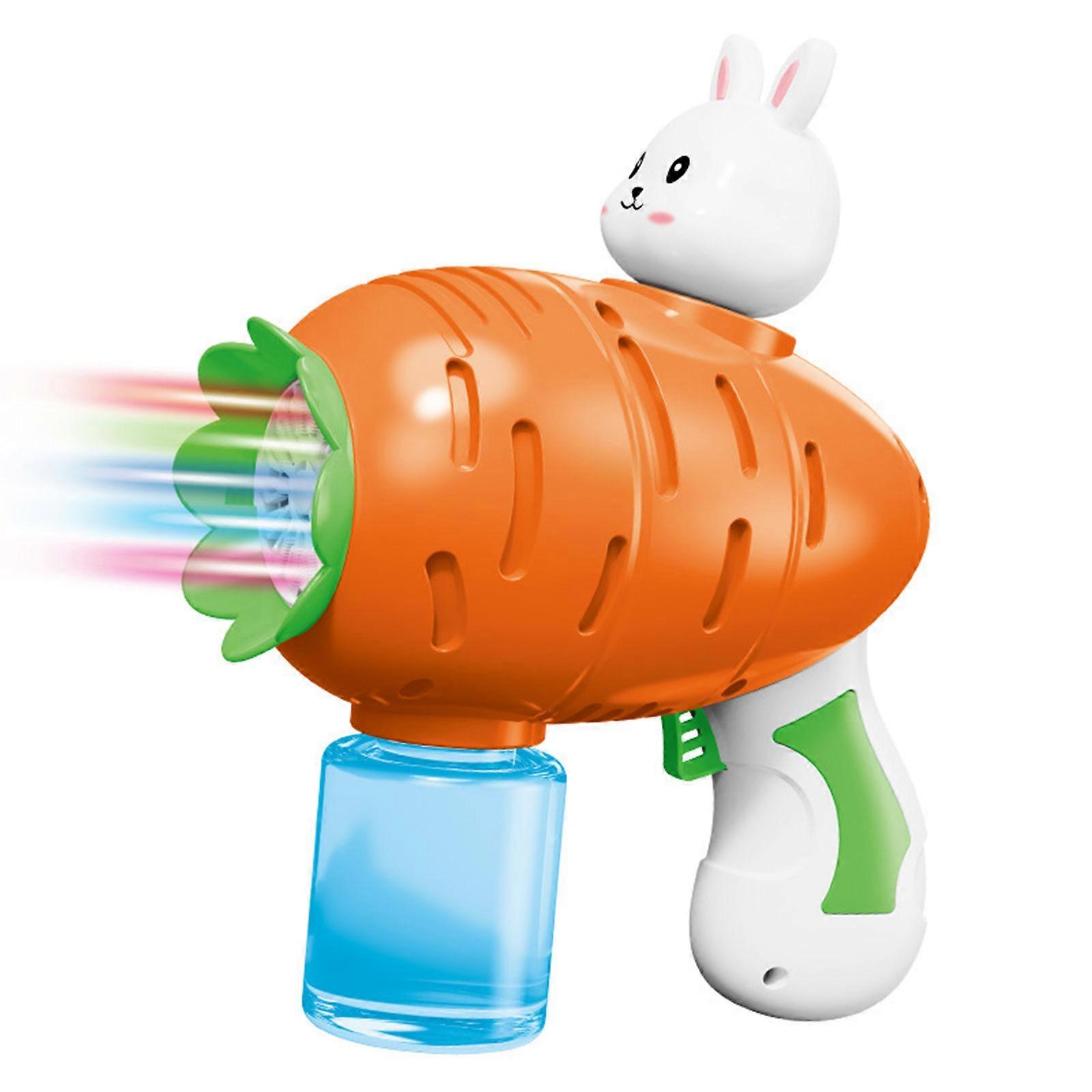 Carrot Rabbit Bubble Machine Gun With Colorful Lights Automatic Bubble Maker Gun