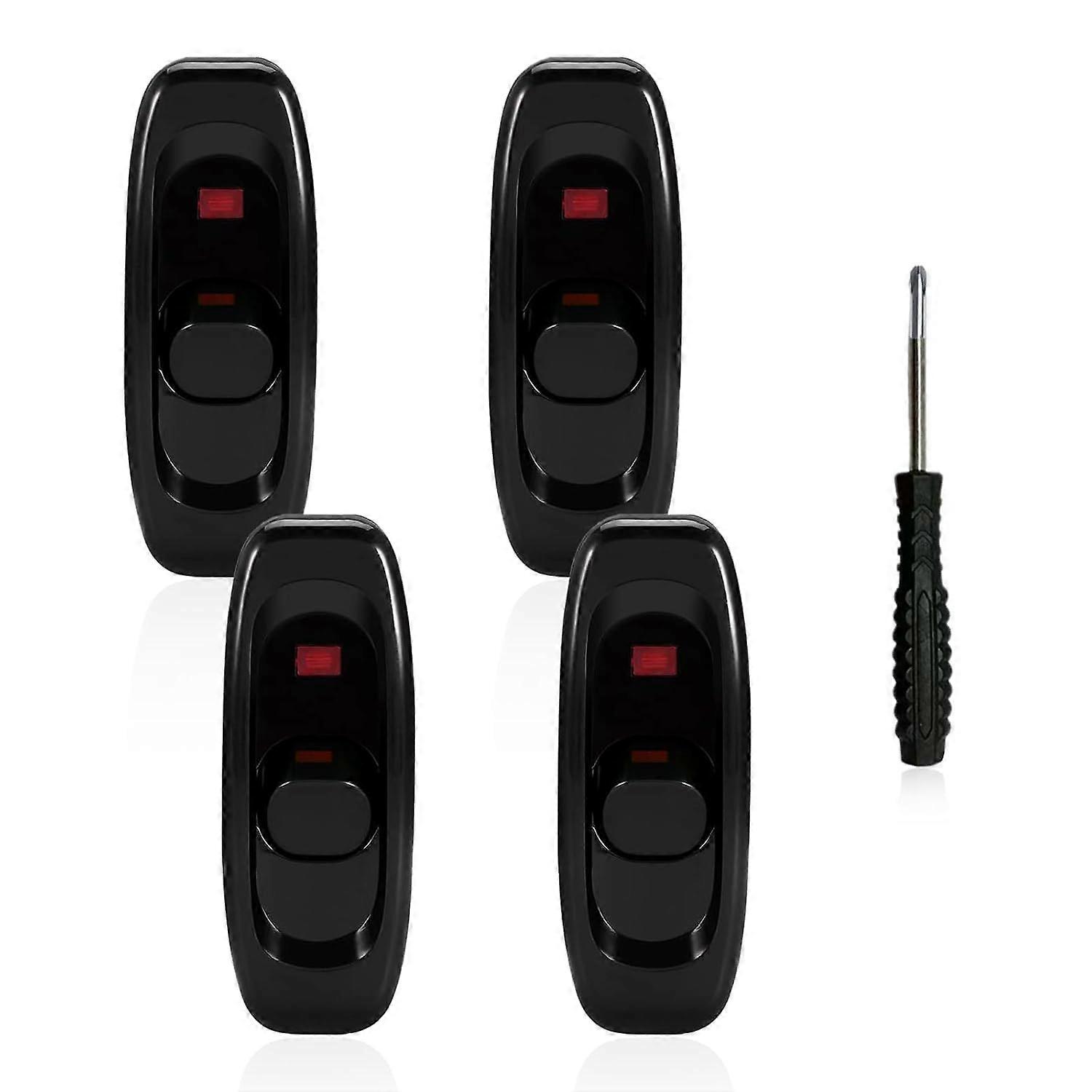(Black)4Pcs Lamp Switch Intermediate Cord 250V/10A Replacement With Screwdriver For Floor Lamp And Table Lamp Inline Lamp Switch 2 or 3 Line