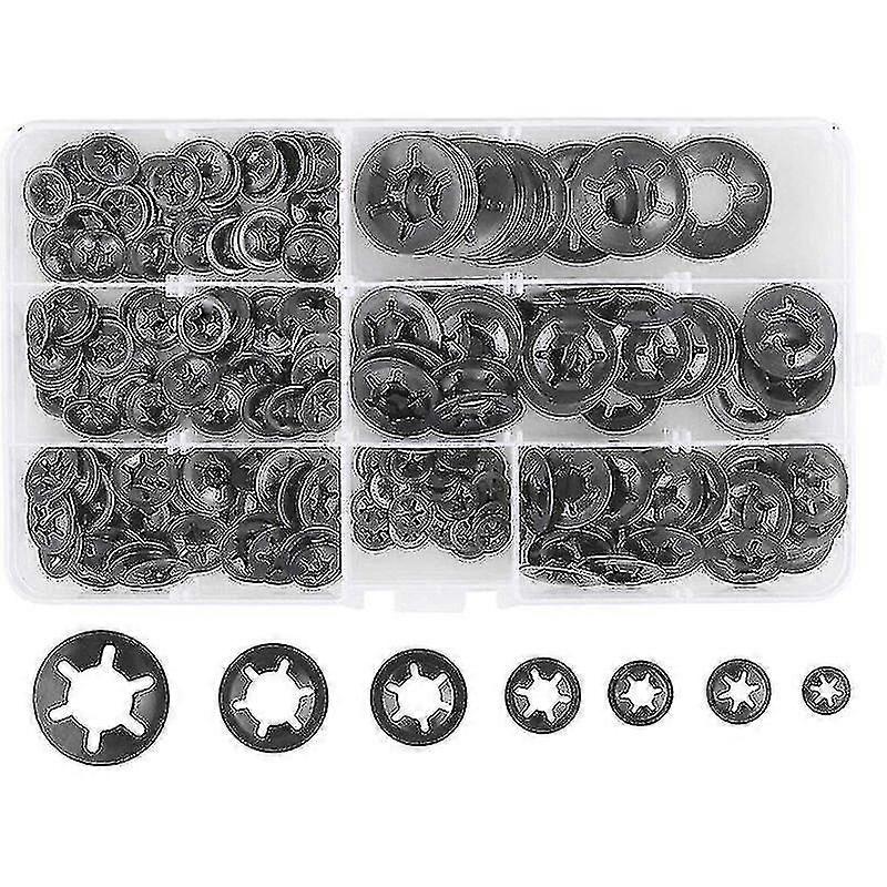 280 Pcs Lock Washers Lock Washers, Steel Lock Washers Quick Lock Washers M3 M4 M5 M6 M8 M10 M12, 7sizes, Black
