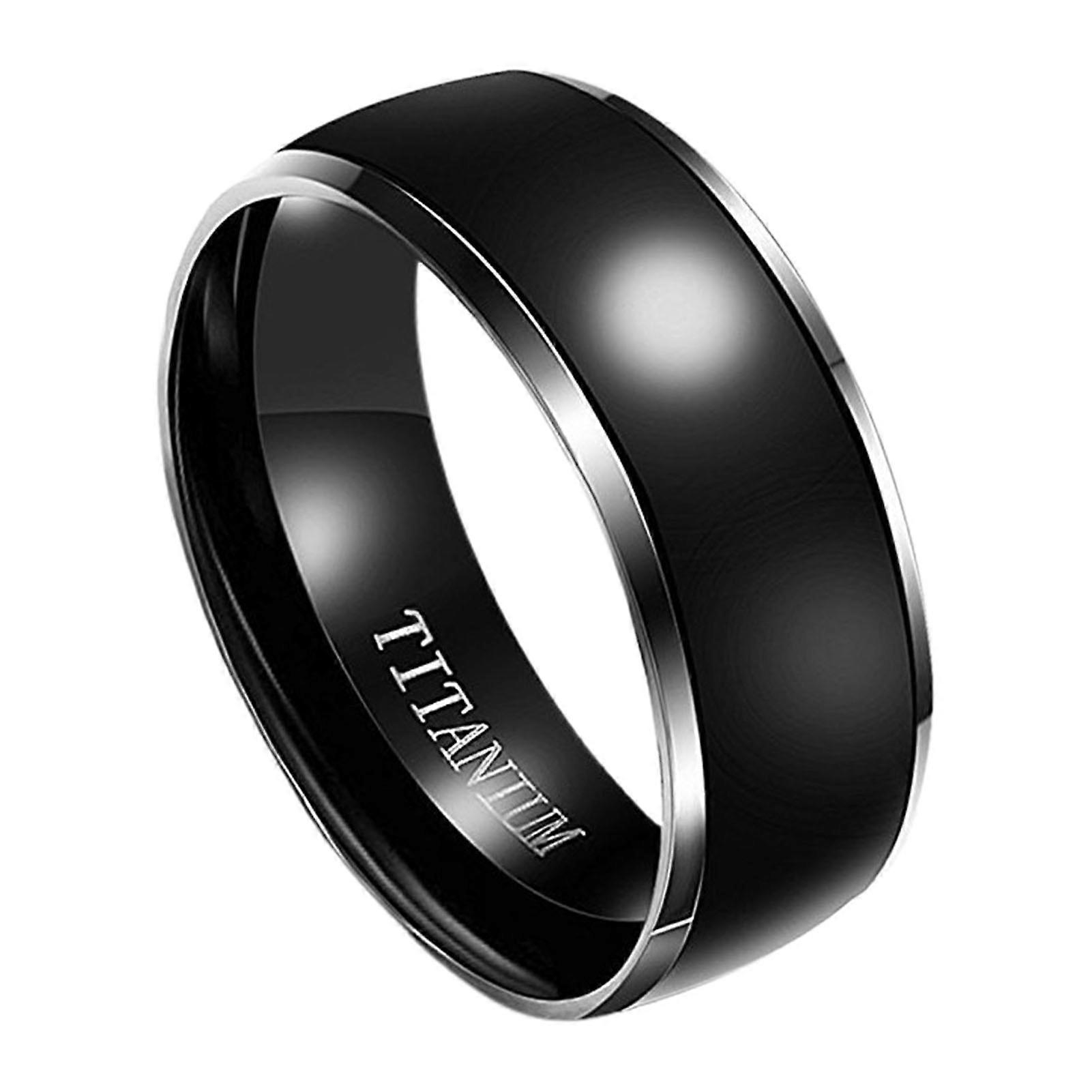 8mm Men Ring Letter Polished Black Cool Fashion Appearance Finger Ring for Wedding
