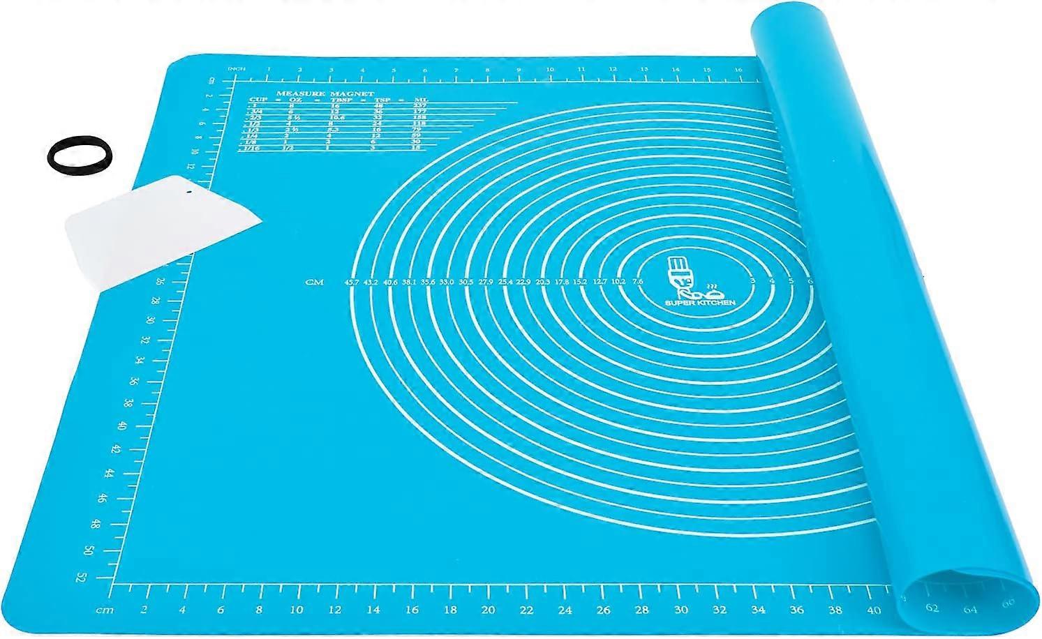 Thick Non-Stick Silicone Baking Pastry Mat with Dough Scraper - Blue