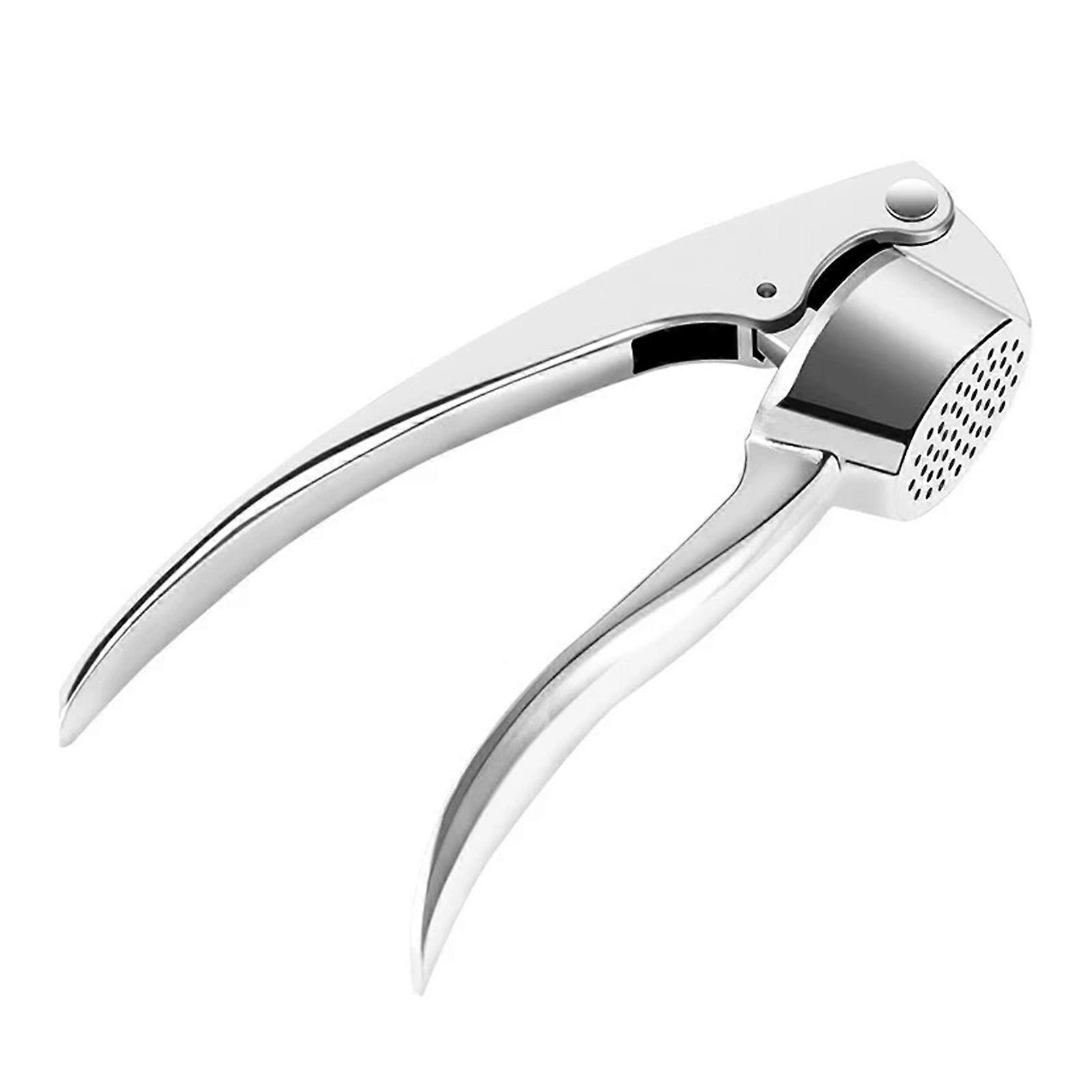 Stainless Steel Garlic Press with Convex Pressing Plate Heavy Duty Garlic Mincer Easy to Use Clean Rust Resistant Dishwasher Safe Ginger Crusher Nut C