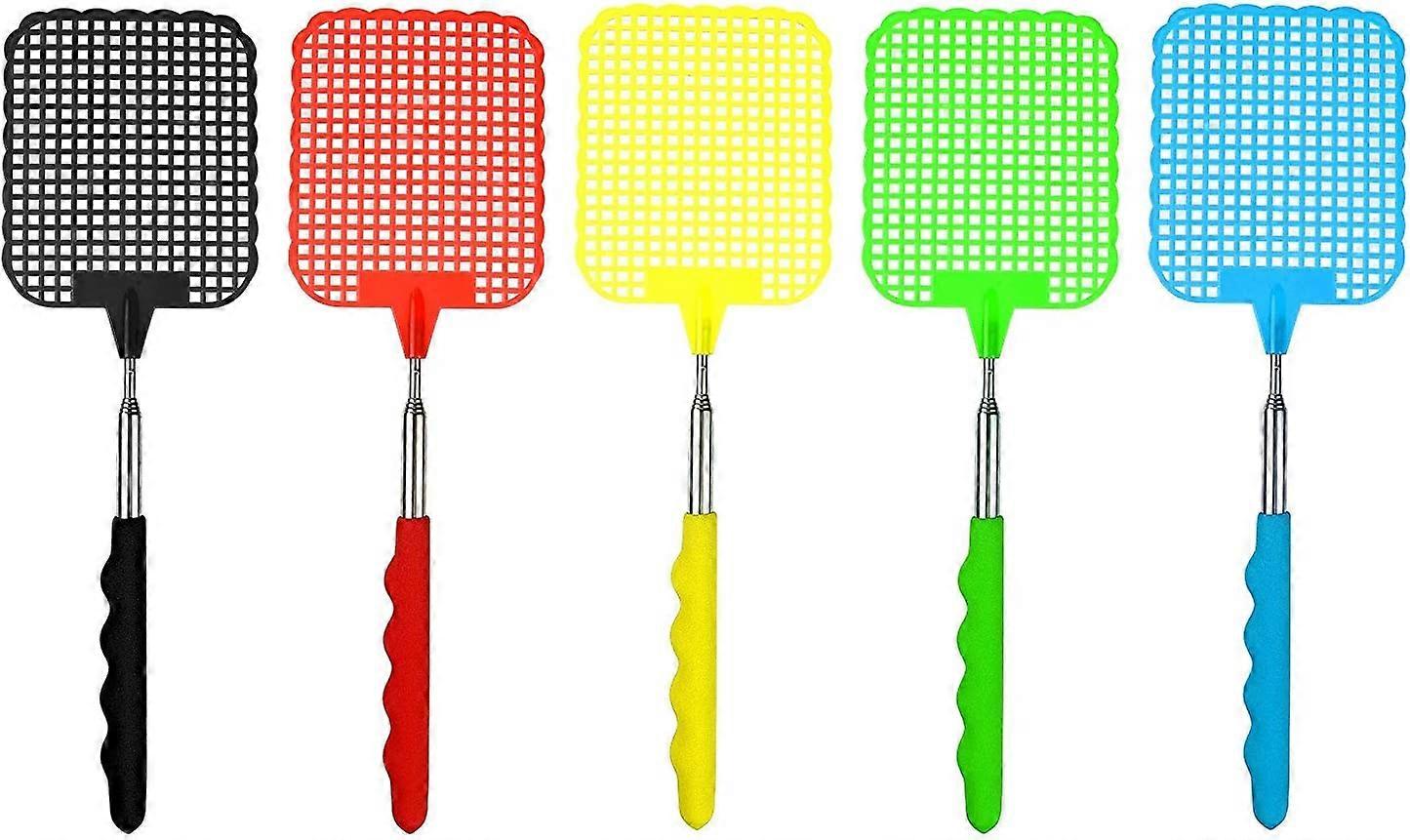5pcsTelescopic Fly Swatters Manual Swat Pest with Durable Extendable Handle (4-D-W)