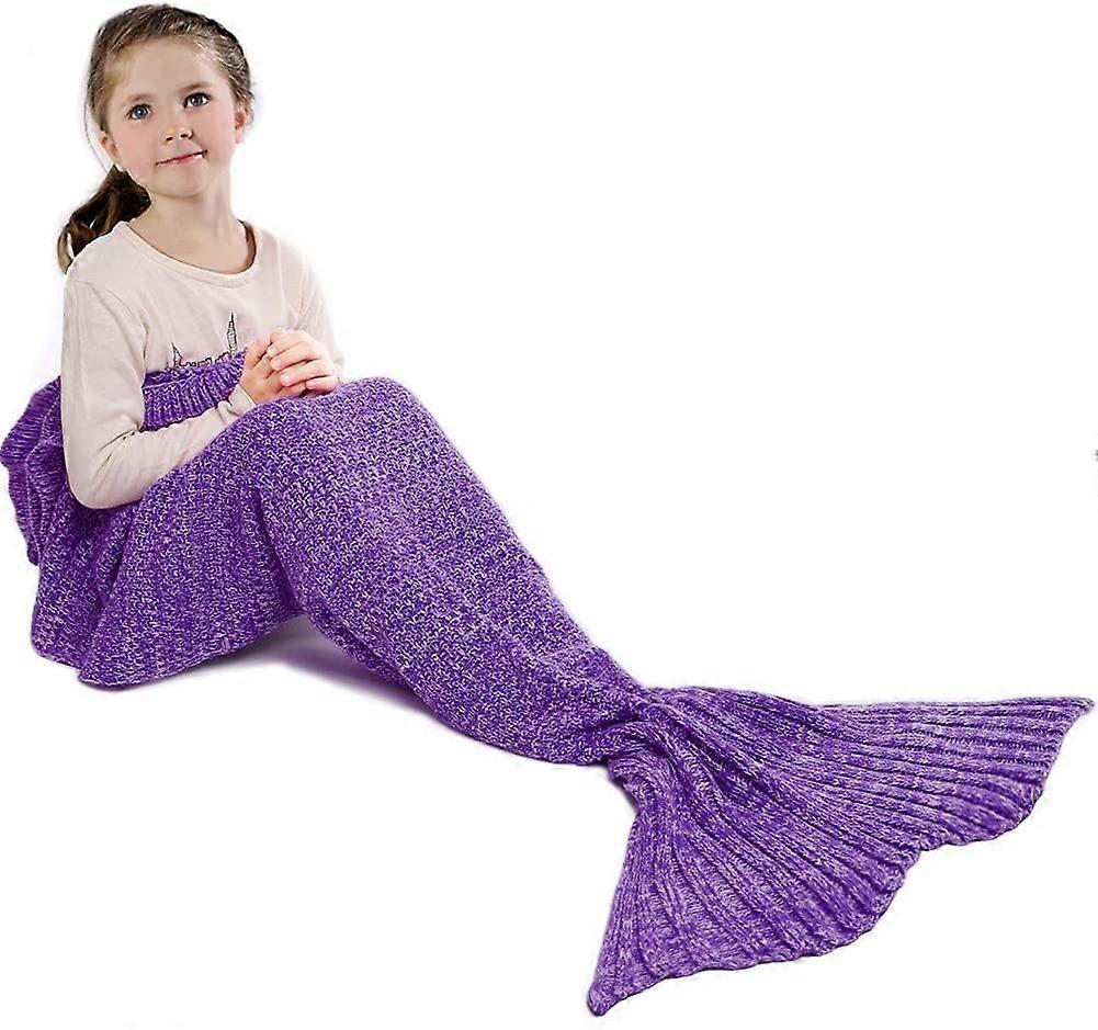 Handmade knit blanket in the shape of a mermaid tail for adults and children 195 x 90 cm