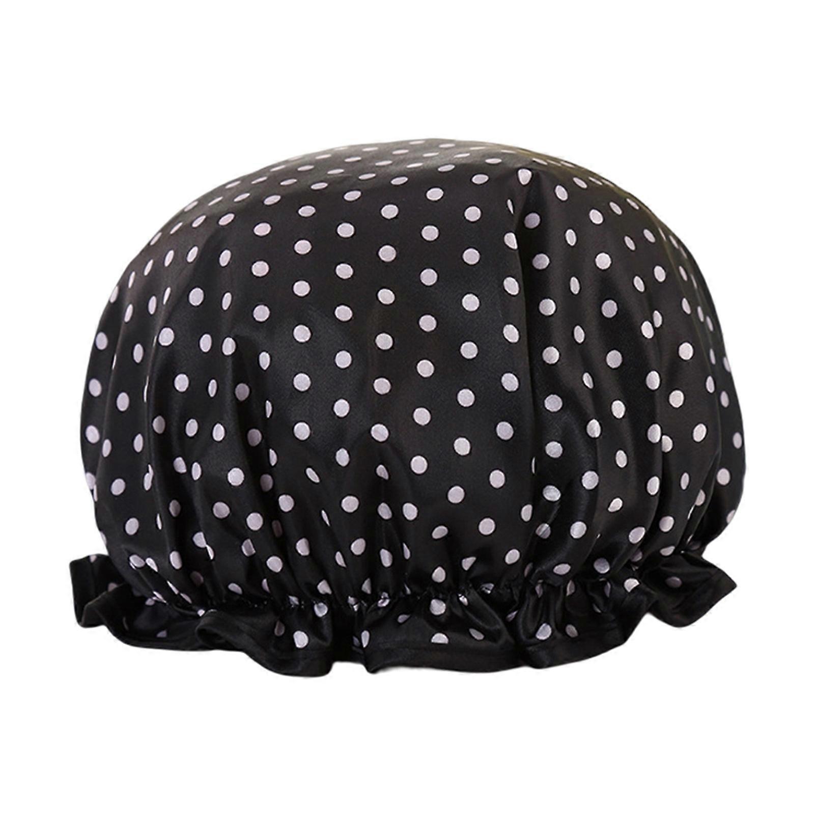 Shower Hat Elastic Multifunctional Thickened Reusable Comfortable Waterproof Double Layer Soft Large Brim Bath Cap Household Supplies