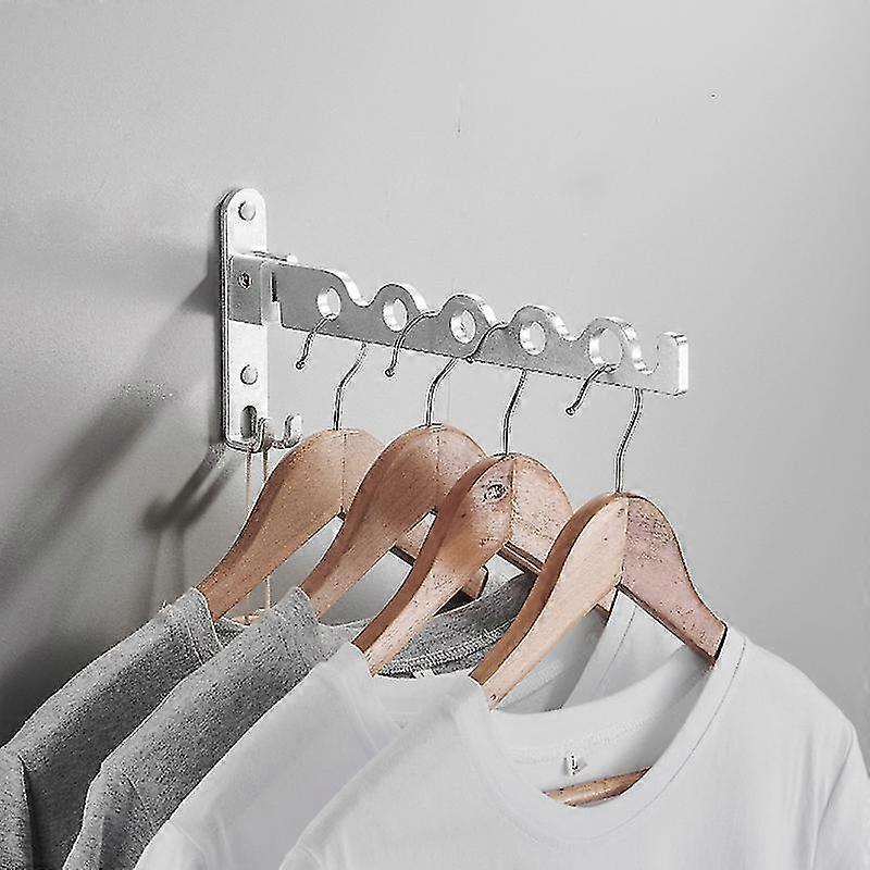 Wall Mounted Clothes Rack, Foldable Drying Rack Hook Hanger