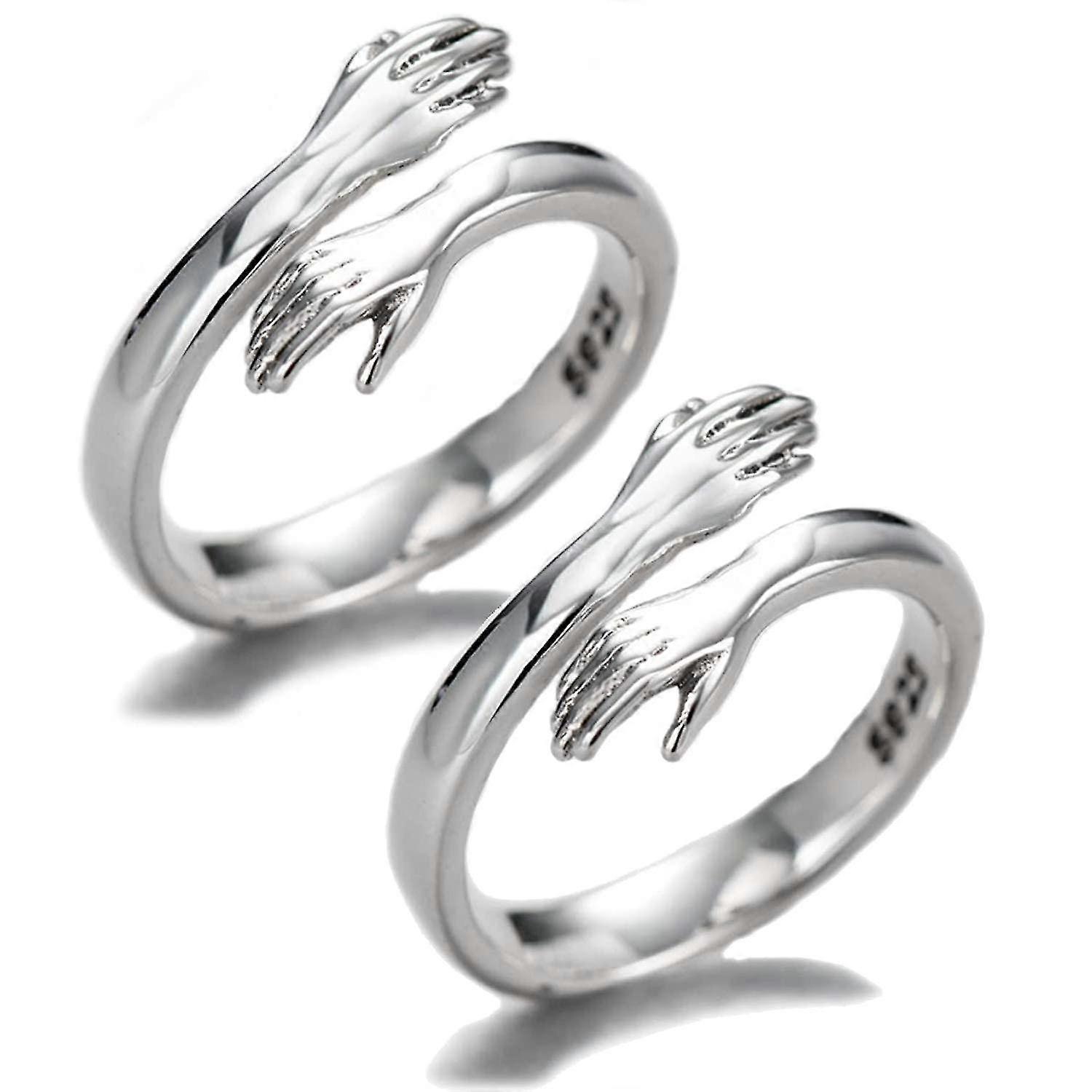 2 Pcs Hugging Hands Adjustable Rings, Opening Adjustable Finger Rings, Hugging Rings