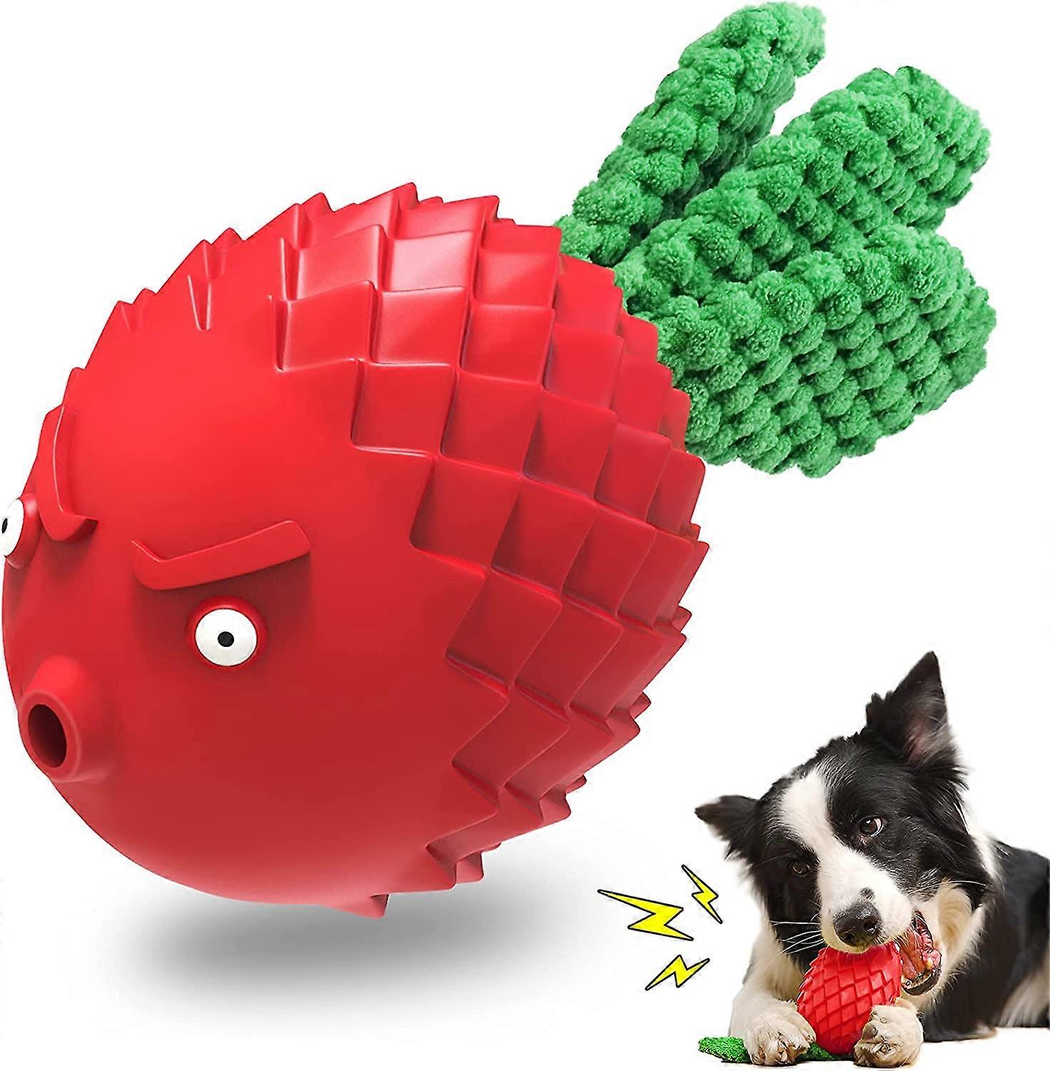 Dog Chew Squeaky Toy for Aggressive Chewers Dog, Teeth Cleaning Treats Small Dog Toys, Durable Rubber Interactive Toys