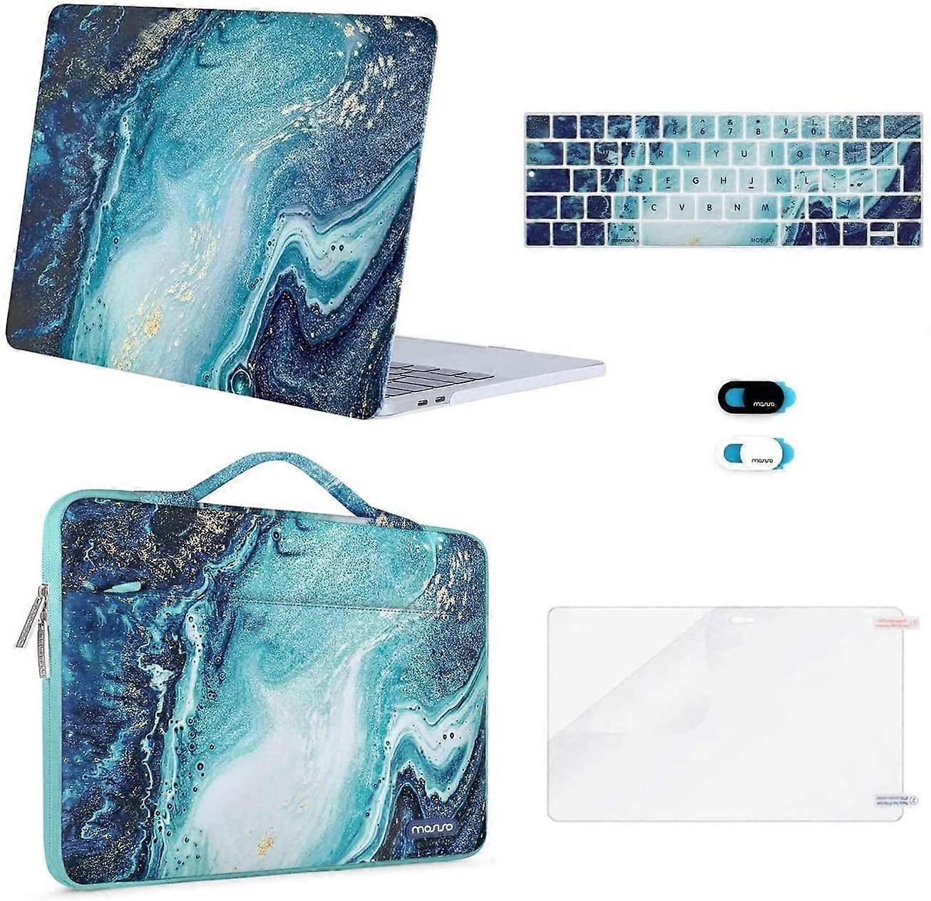 Compatible with MacBook Pro 13 inch Case 2020-2016 A2338 M1 A2289 A2251 A2159 A1989 A1706 A1708, Creative Wave Marble Hard Shell Case&Sleeve Bag&Keybo