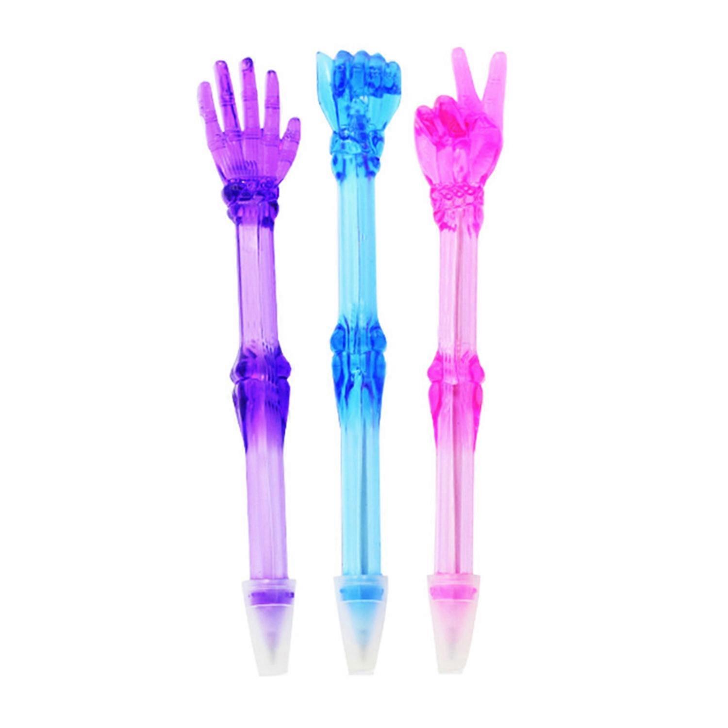 3Pcs/Set Skeleton Finger Ballpoint Pen Quick Drying Comfortable Grip Students Kids Writing Pen