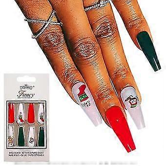 24pcs Long PrOn Nails Cute Christmas Pattern Wearable Full