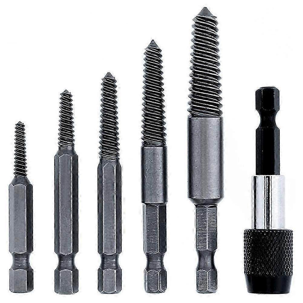 6 PCS Damaged Screw and Broken Bolt Extractor Set with 1/4 Quick Change Arbors Tool Kit Screw Stud