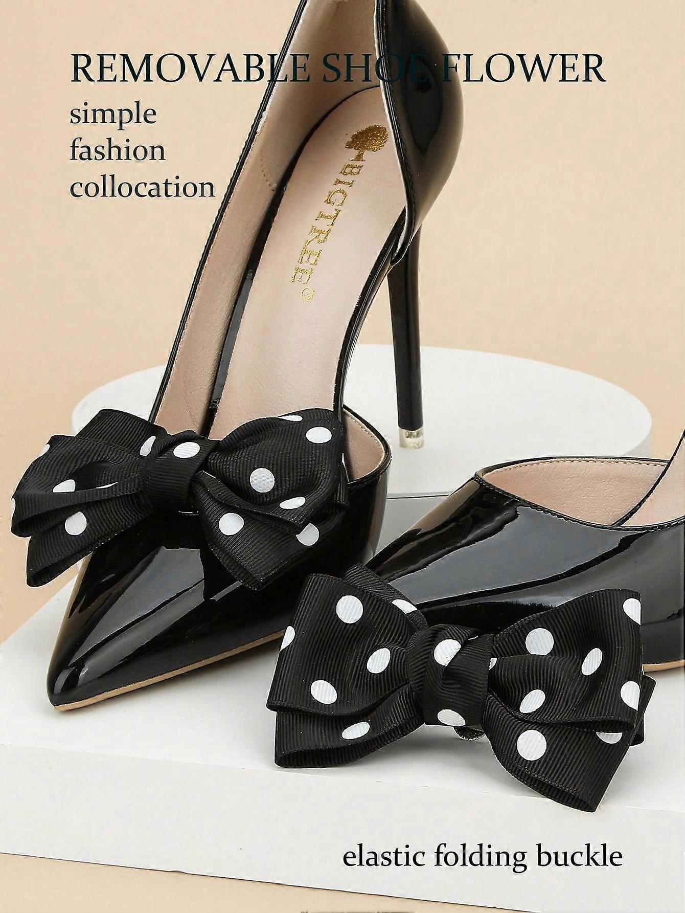 2 قطعة / مجموعة بسيطة وأنيقة قابلة للإزالة أسود مخطط أبيض منقطة مشابك الأحذية لحفل الزفاف ، الحفلة ، الكعب العالي