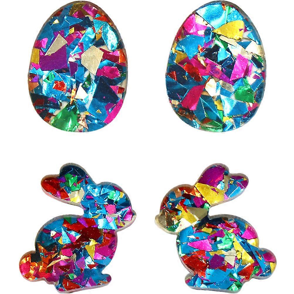 2 pares de aretes de huevo de conejo de Pascua Aretes novedosos aretes acrílicos joyería para fiesta
