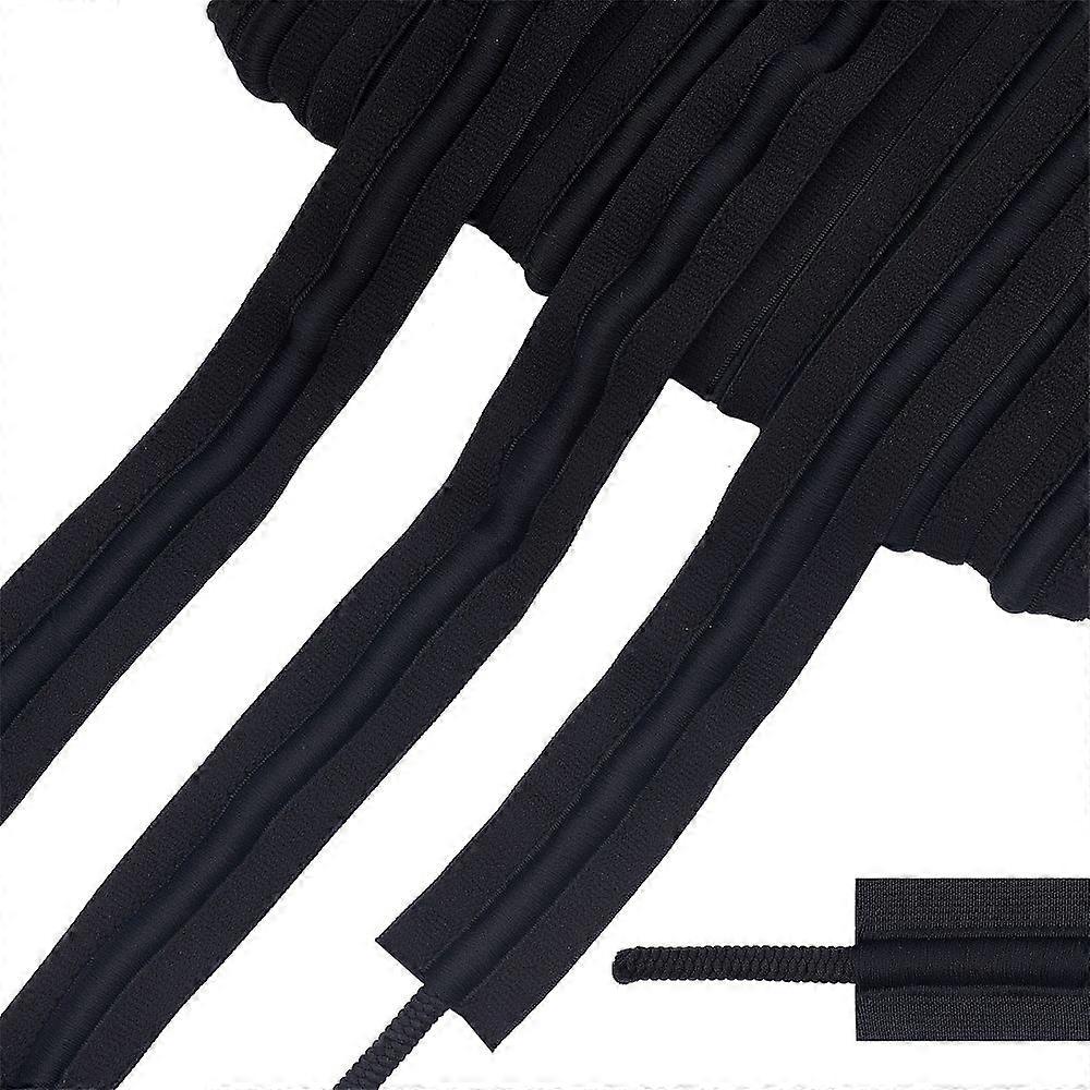 10 Yard Elastic Piping Marine Black Vinyl Welt Cord Polyester Ribbon with Drawstring Elastic Upholstery Trim for Home Clothes Dress Pillow Sewing Repa